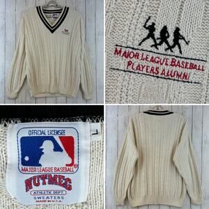 VTG Nutmeg Cable Knit Major League Baseball Players Alumni Sweater Size Large